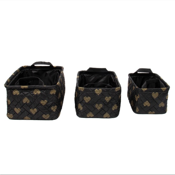 NWT Lug Crescendo 3-Piece Reversible Storage Bins in Hearts 🖤💛🖤💛 - Picture 5 of 10